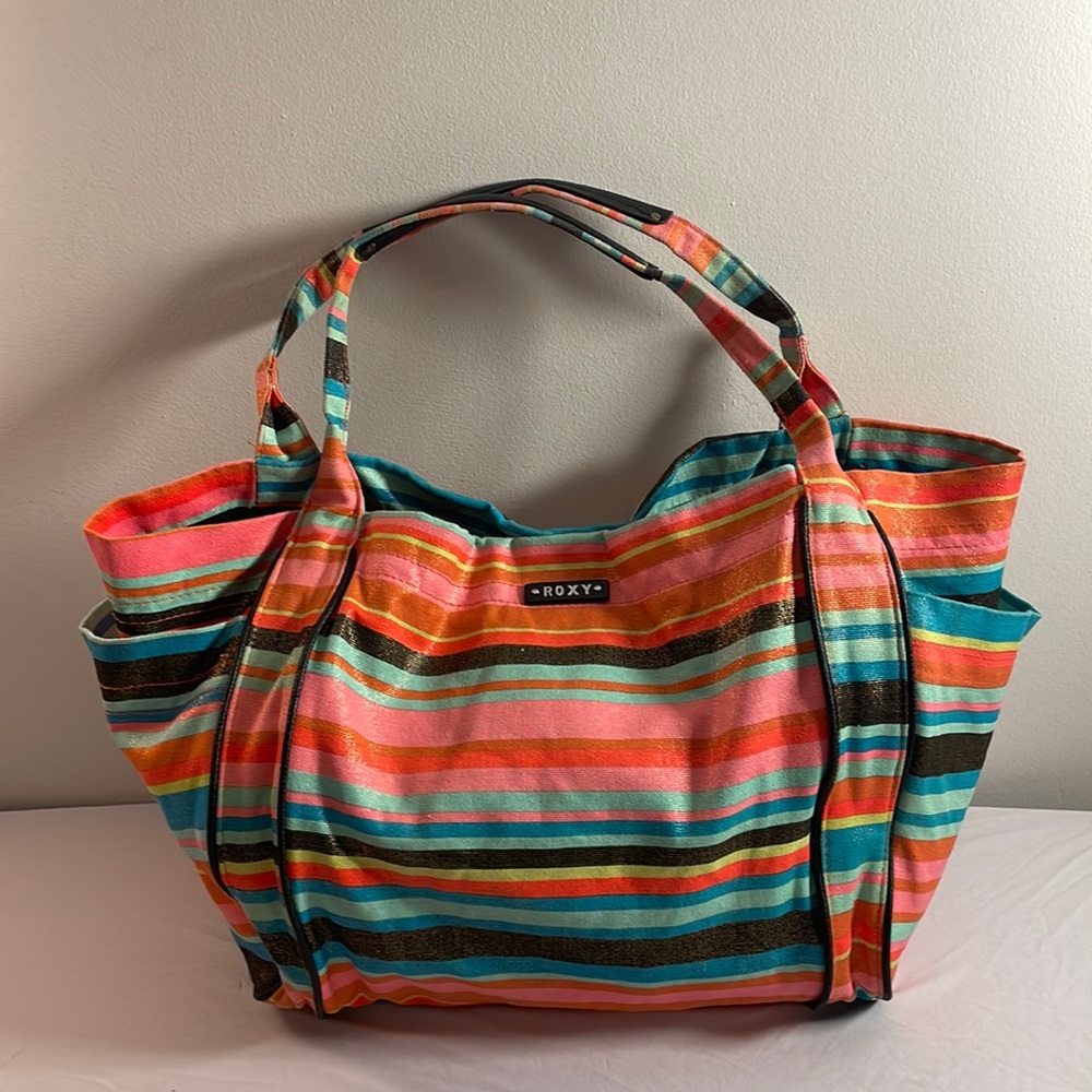 Striped Roxy Purse Metallic Colourful Stripes. GUC